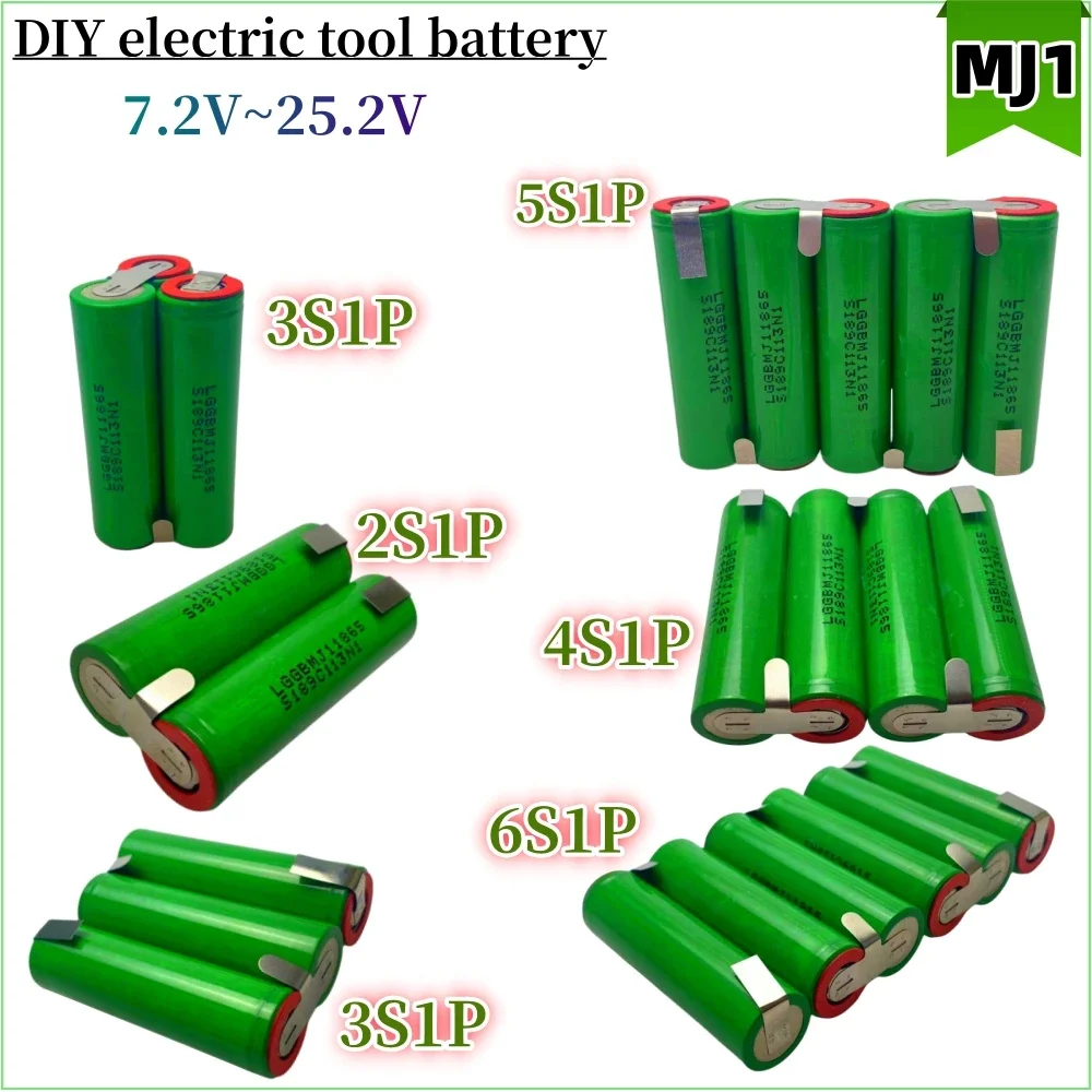 

18650 MJ1 2S1P 3S1P 4S1P 5S1P 6S1P 7.2V 10.8V 14.4V 18V 21.6V 3500mAh For Screwdriver Batteries Weld Battery Pack