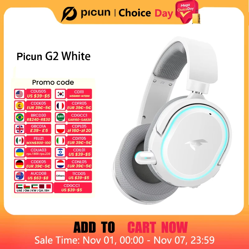 Picun G2 2.4GHz Bluetooth Wireless Gaming Headset For PC PS4 PS5 Phone Switch 5ms Low Latency 7.1 Surround Wired Headset ENC Mic