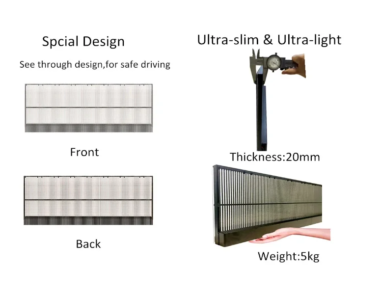 New Product 3.91mm Daylight Outdoor Led Transparent Curtain Tv Car Taxi Rear Window Led Grid Screen