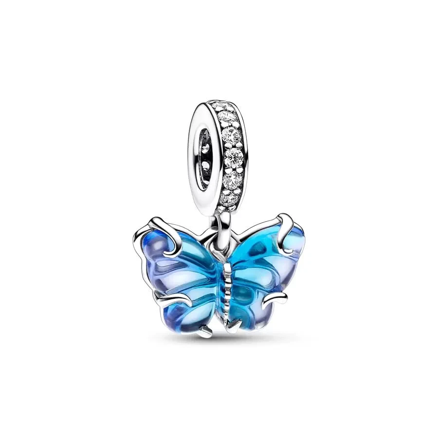 Colgante de mariposa de Plata de Ley 925, abalorio de Hada de mariposa, compatible con pulsera Pandora Original, regalo de joyería artesanal para mujer