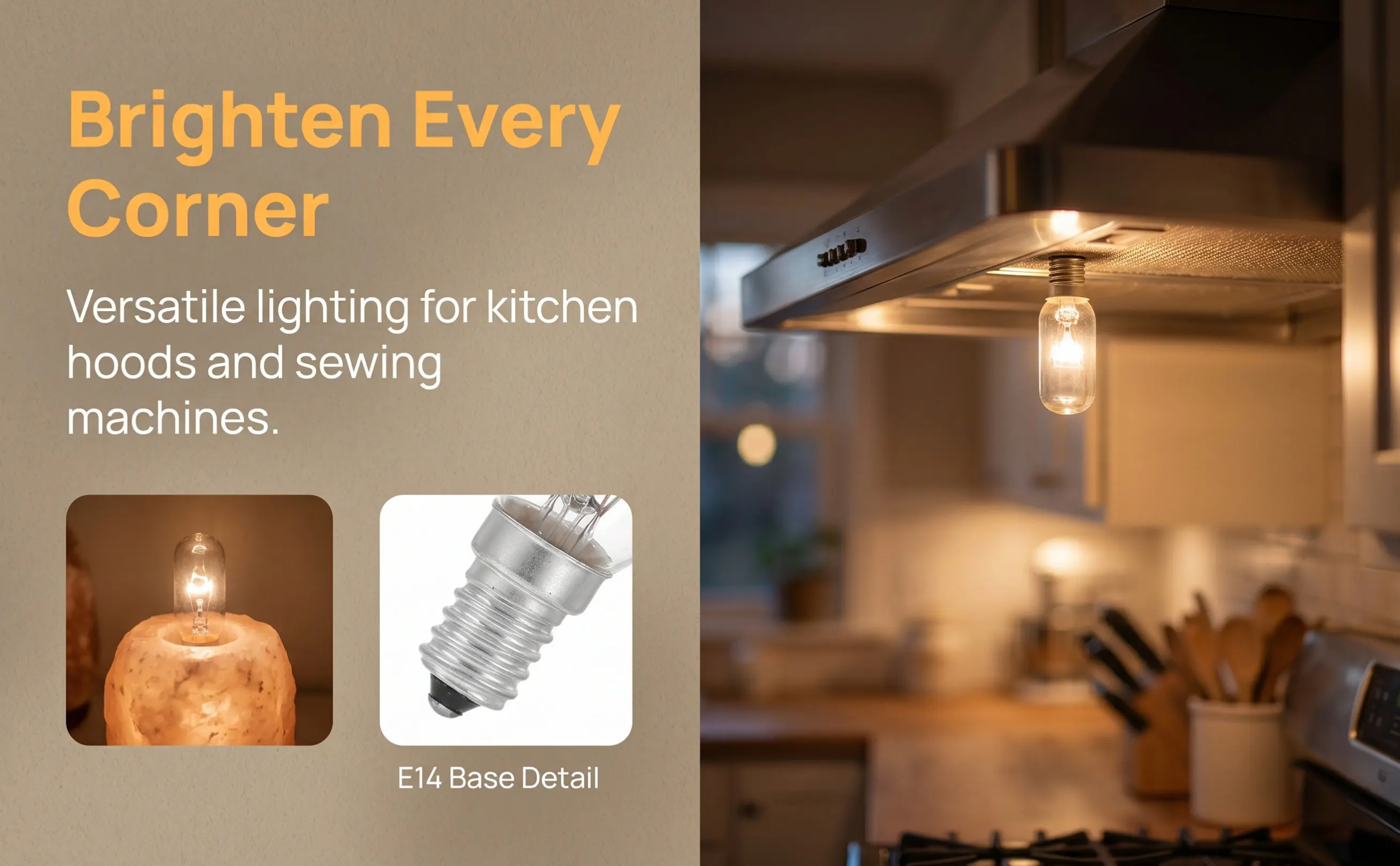 6Pcs Range Hood Light Bulb 40W E14 Base Energy Saving Bright Stable Fit Kitchen Vent Hood Sewing Machine Lighting
