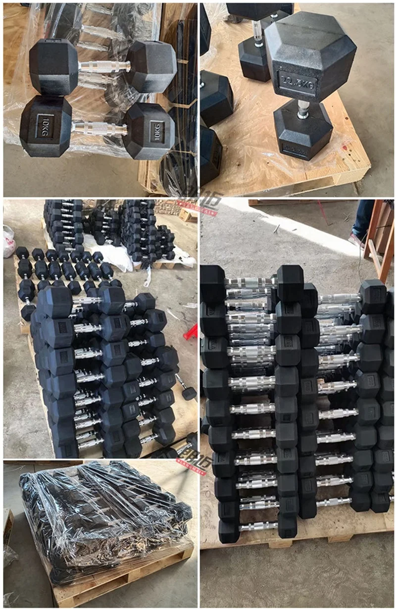 Factory Direct New Popularity Eco Rubber And Iron And Steel Rubber Hex dumbbell Fitness Equipment