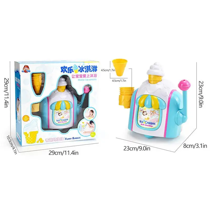 Brinquedo de banho de sorvete, pilha de espuma para banheira, sabão, máquina automática de bolhas, brinquedo de água para banho de bebê, bolha ao ar livre