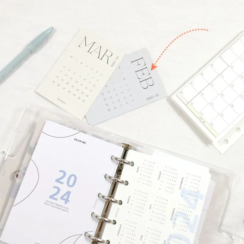 Fromthenon 2023 2024 Calendar Card with Inner Pages Notebook Loose Leaf Paper  A5 A6 A7 A8 Notebook Stationery Supplies