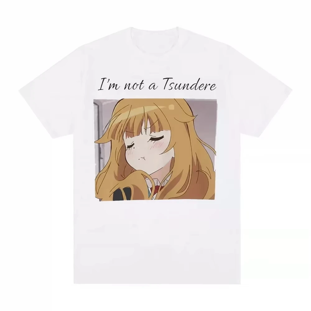 Camiseta con diseño de un meme de una chica de anime que no es una «tsundere», unisex, con estampado de estilo otaku, ideal para el verano, de manga corta, estilo casual, ropa de calle de Harajuku, camisetas de manga.