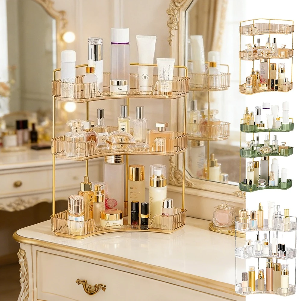 

1pc Versatile Clear Triangle Cosmetic Organizer,Triangular Corner Shelf, Suitable for Bathroom and Vanity, Cup Storage Solution