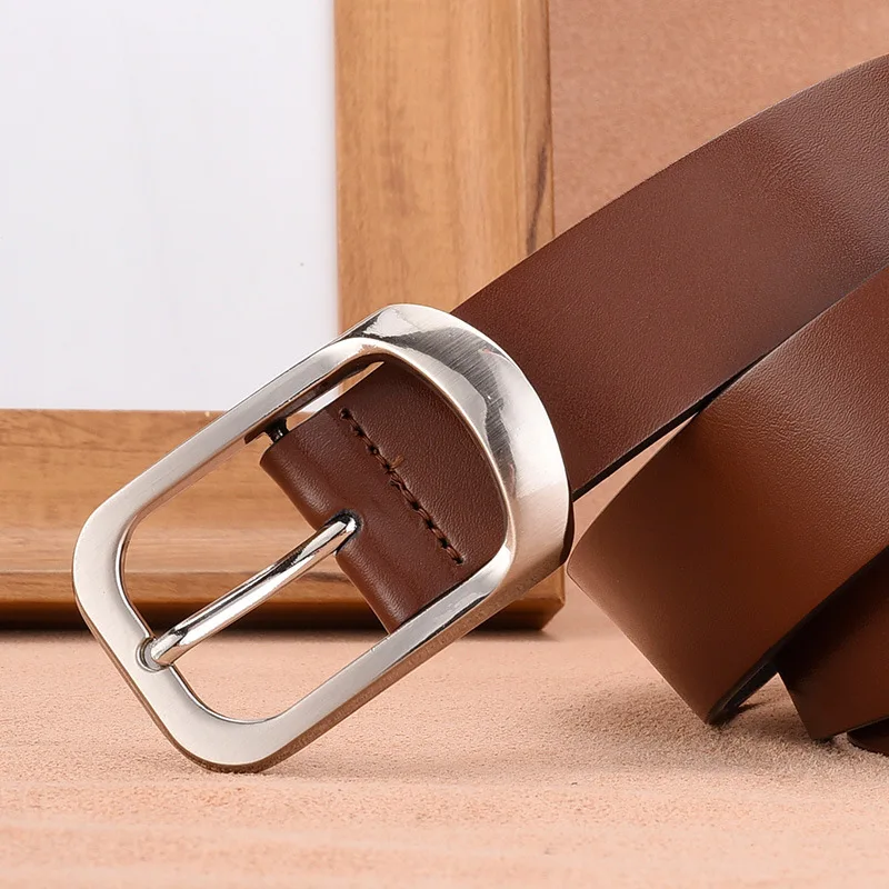 Fashion Punk Needle Buckle Dermis Belts for Men Retro Leisure Business Brown Color Cowhide Waist Belt Clothing Accessories Gift