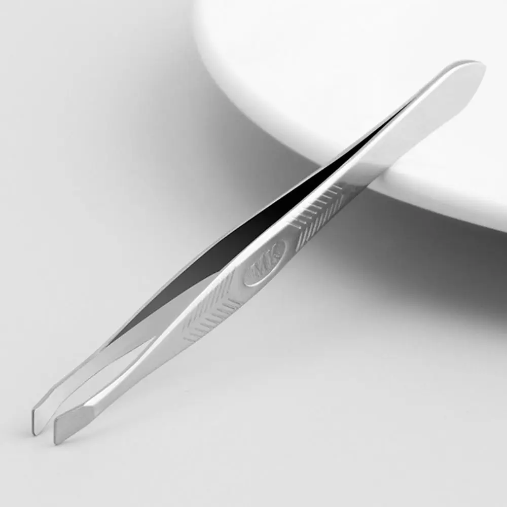 12PCS Stainless Steel Eyebrow Grooming Tweezers Silver Straight Mouth/Diagonal Eyelash Tweezers Fine Work Tools