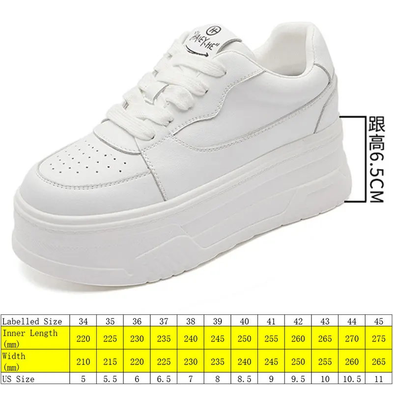 Fujin 6.5cm Genuine Leather Platform Wedge Female Women Fashion Sneakers Chunky Spring Autumn Summer White Women Casual Shoes