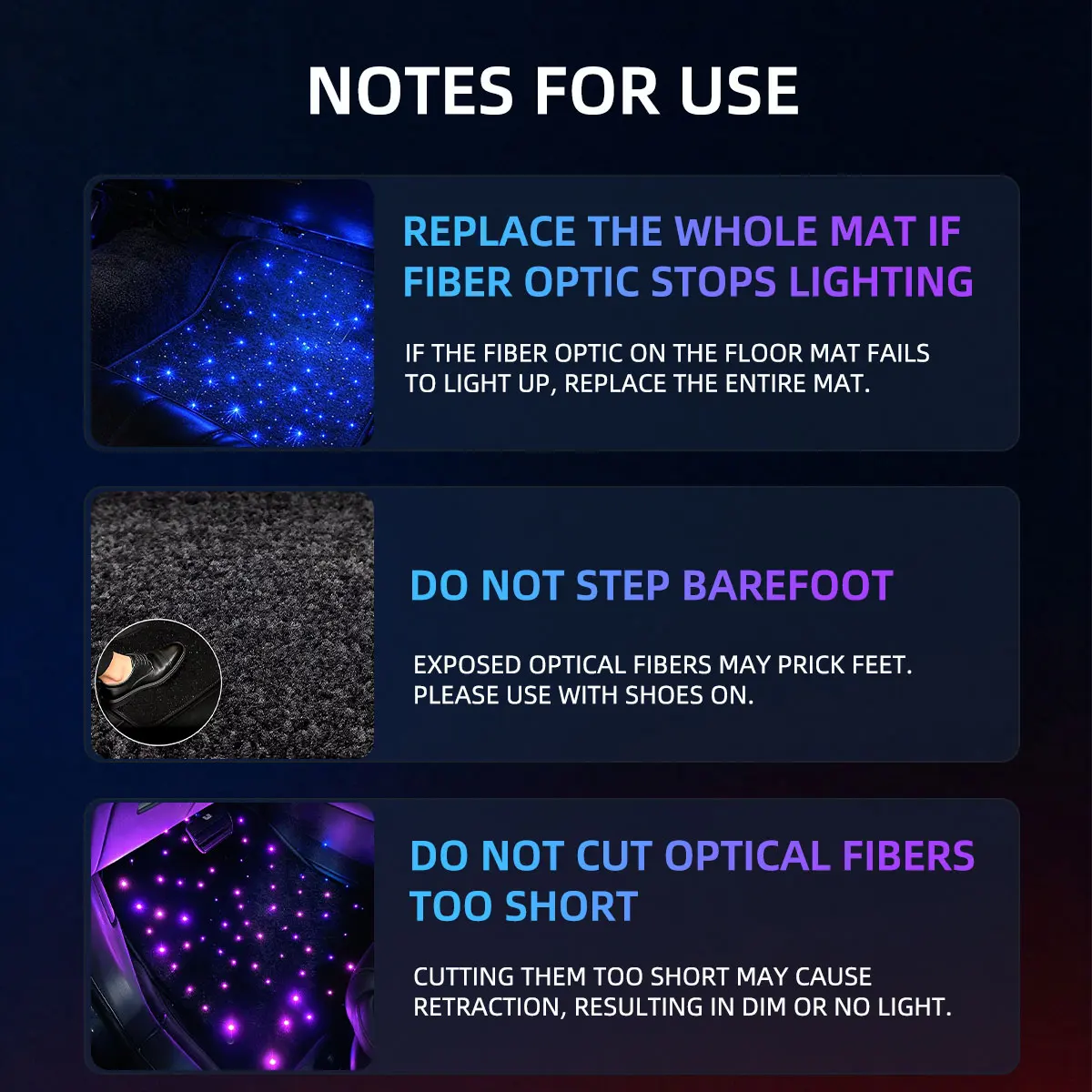 4pcs RGB Fiber Optic Twinkle Starlight LED Car Floor Mats WaterProof USB Car LED Rugs APP Control Decoration Atmosphere Light