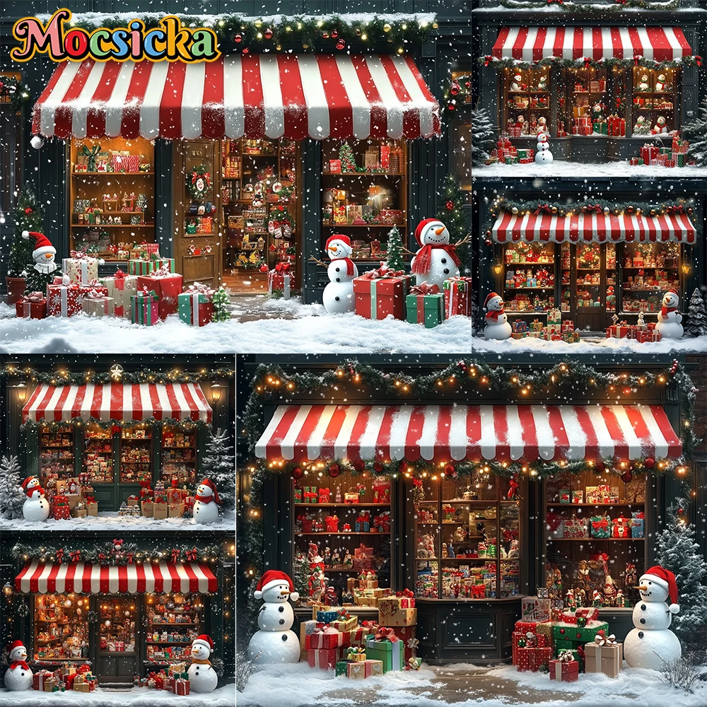 Mocsicka التصوير خلفية لطيف ثلج لعبة مخزن عيد الميلاد الديكور الاطفال عيد الميلاد عطلة لوازم الخلفيات للصور