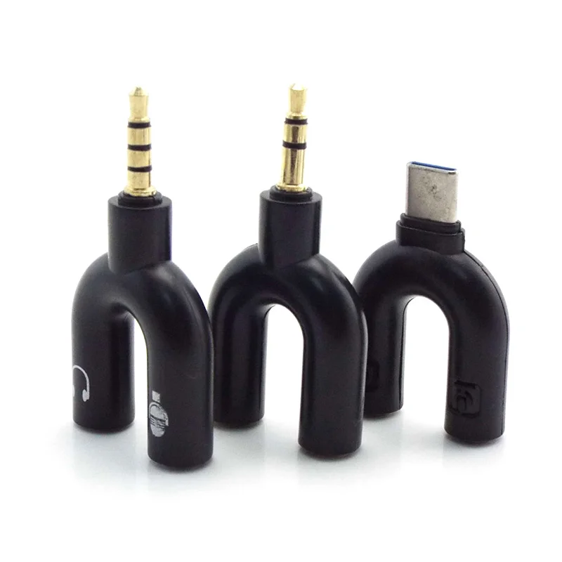 3.5mm Jack Microphone Converter Audio Adapter Headset Headphone Mic Type C Splitter For Game PC Laptop Headset C5