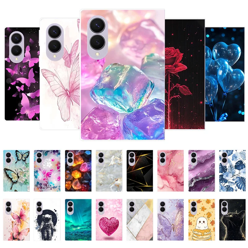For Samsung Galaxy Z Fold 8 Case ZFold 8 Marble Design Hard PC Clear Back Cover For Samsung Z Fold8 Wide Protective Phone Shell