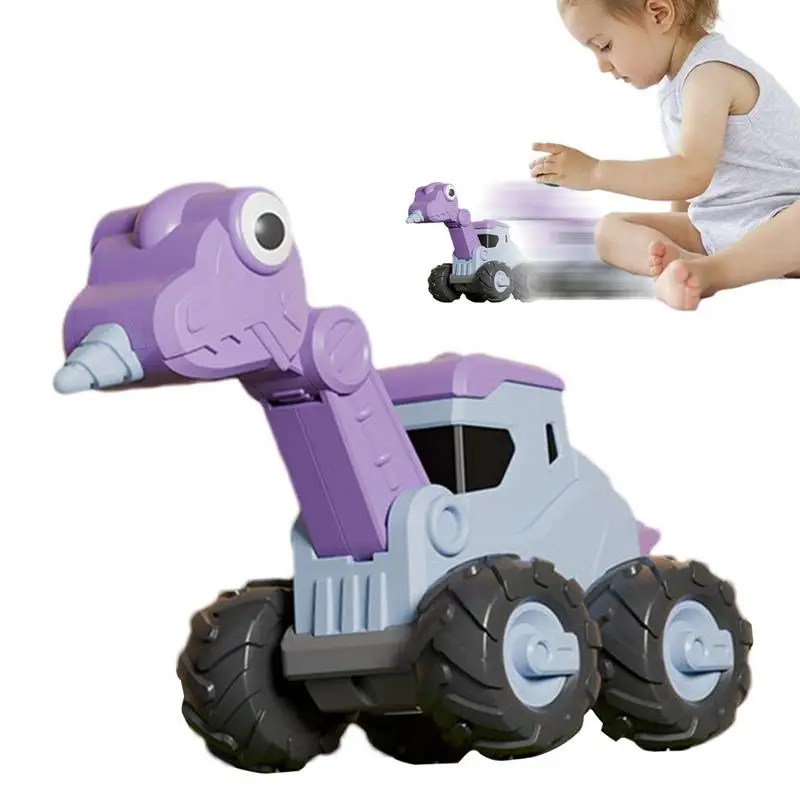 Jouets de dinosaure de presse exquis pour les enfants, jouets de poussée et de nervure réalistes, conception intéressante, voiture de jouet de dinosaure