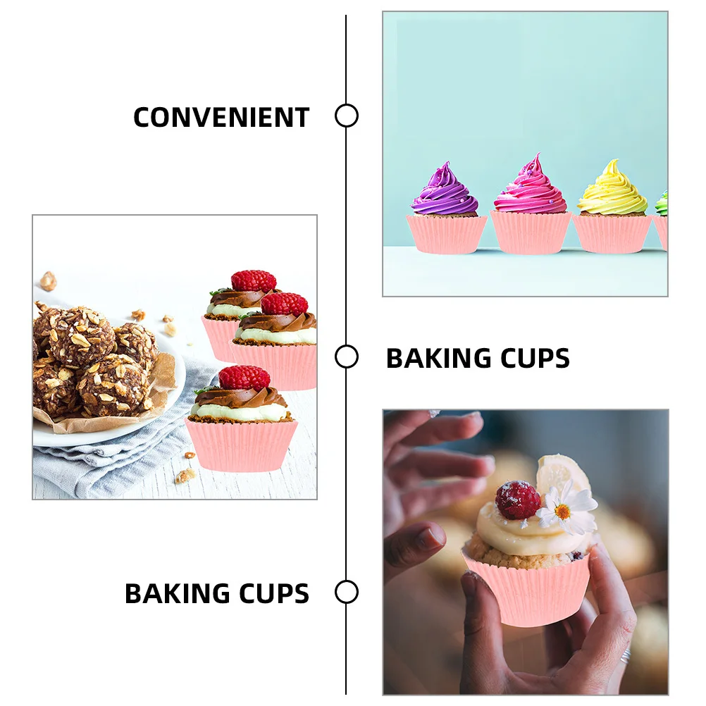 

500Pcs Pink Paper Cupcake Liners Baking Cups Muffin Wrappers Paper Holders Decorative Dessert Cups for Party