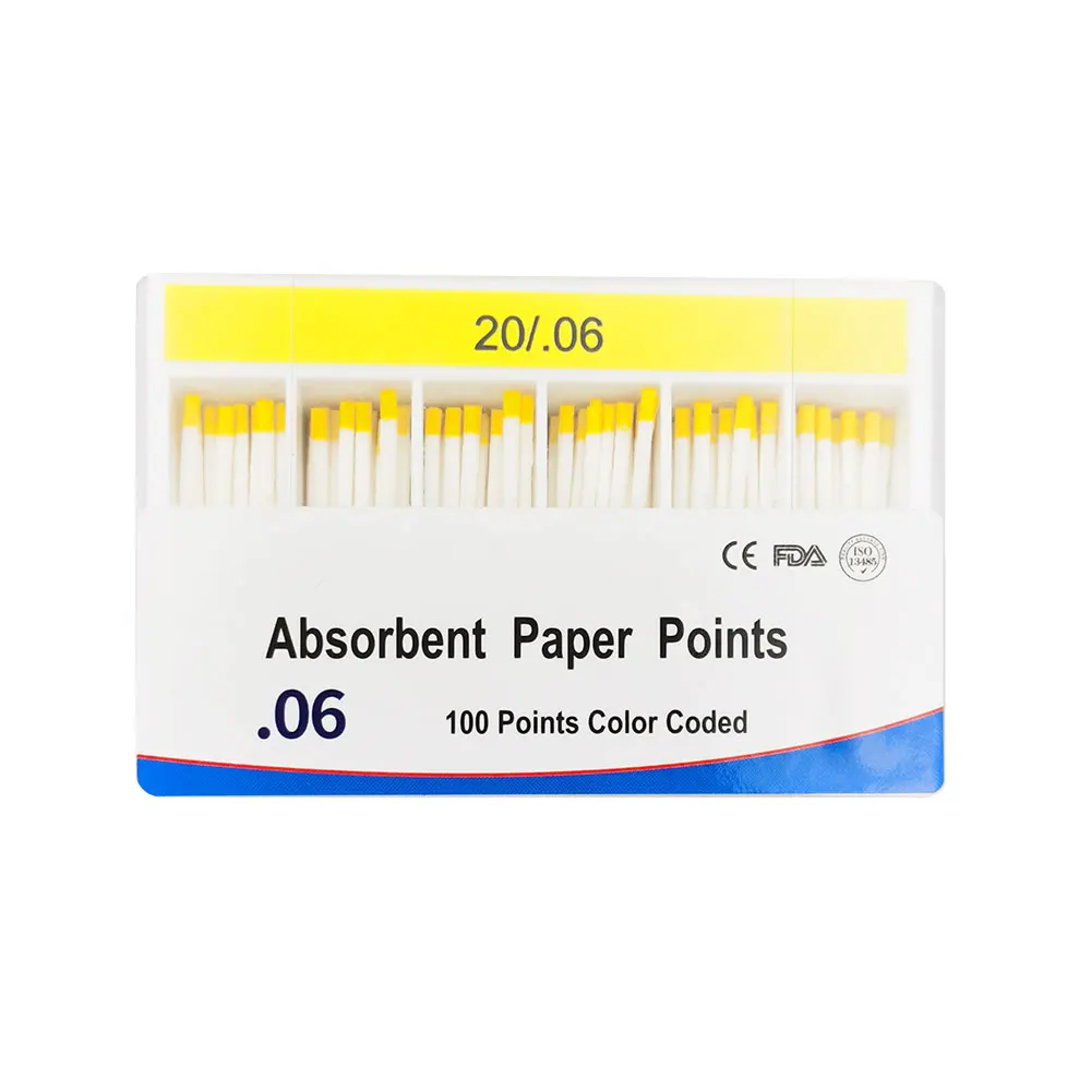 

0.06 Taper Dental Absorbent Paper Points 20# 25# 30# Paper Points Pure Cotton Fiber Root Canal Absorption Dental Materials