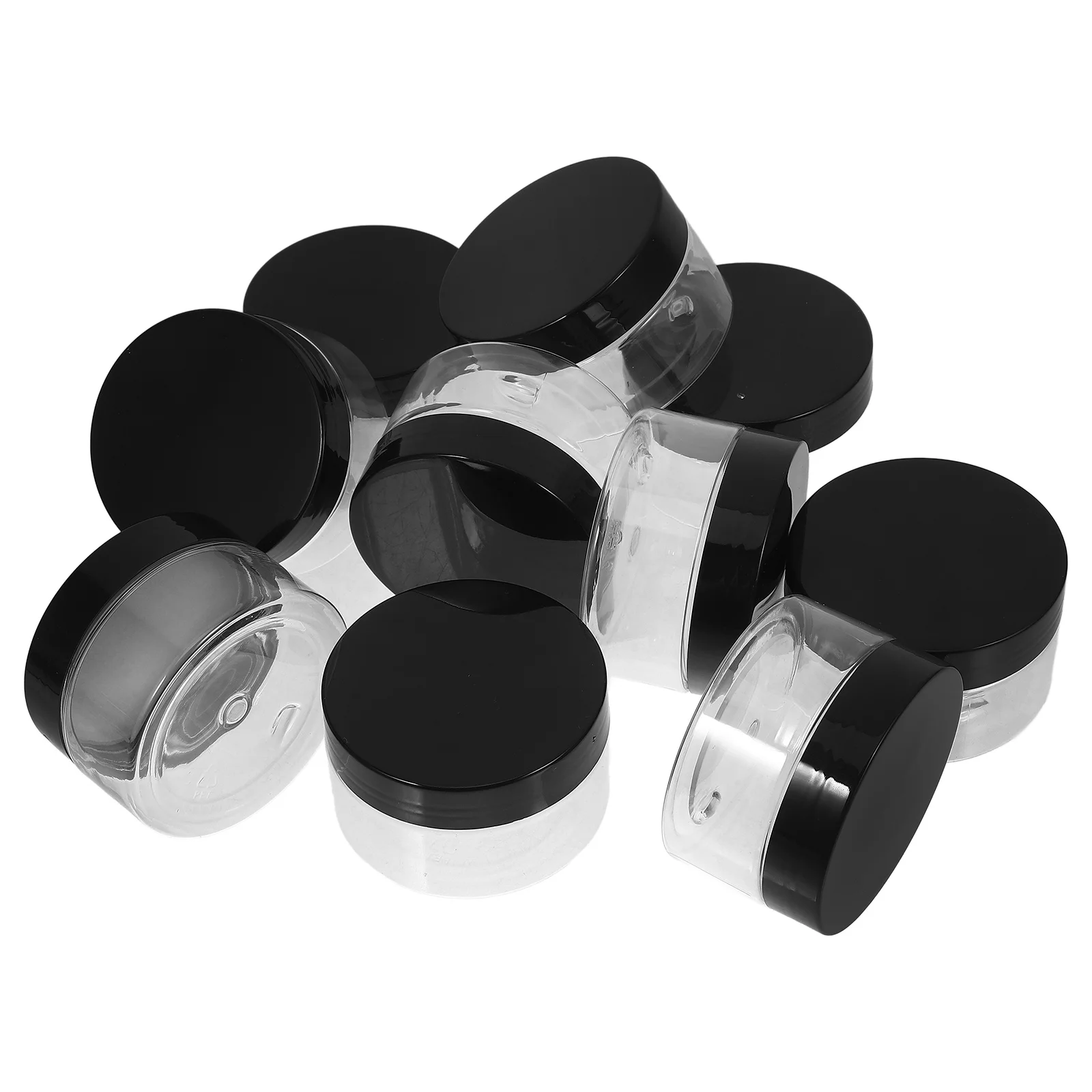 

10 Pcs Black Plastic Lid PET Bottle Mason Jar 100ML Wide Mouth Leakproof Travel Dispenser Small Storage Containers