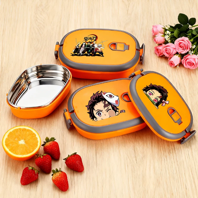 

New Demon Slayer Kimetsu No Yaiba Lunch Box Cartoon Anime Lunch Case Large Capacity Insulation Picnic Bento Boxes Food Container