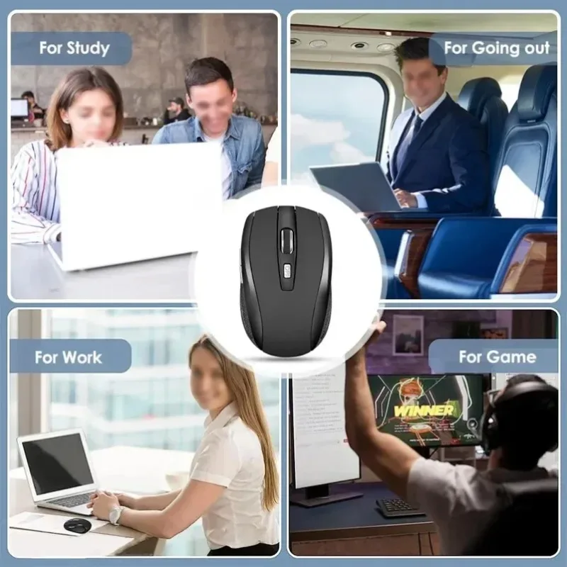 Mouse silencioso sem fio 2.4g, receptor usb portátil, ergonômico para pc, laptop, mac, desktop, home office, jogos, uso diário