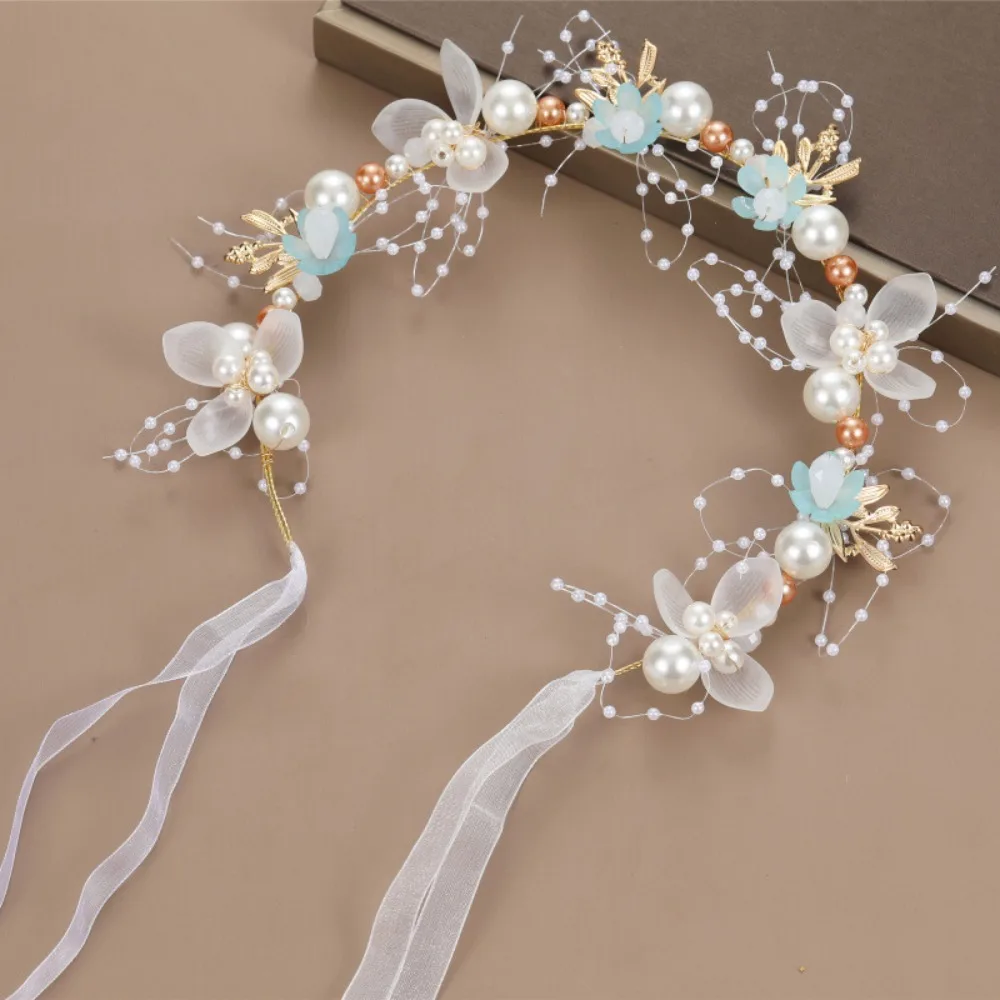 Cute Elegant Flower Wreath Headband Imitated Pearl Bohemian Flower Crown Head Wreath Girls Adult Hair accessories