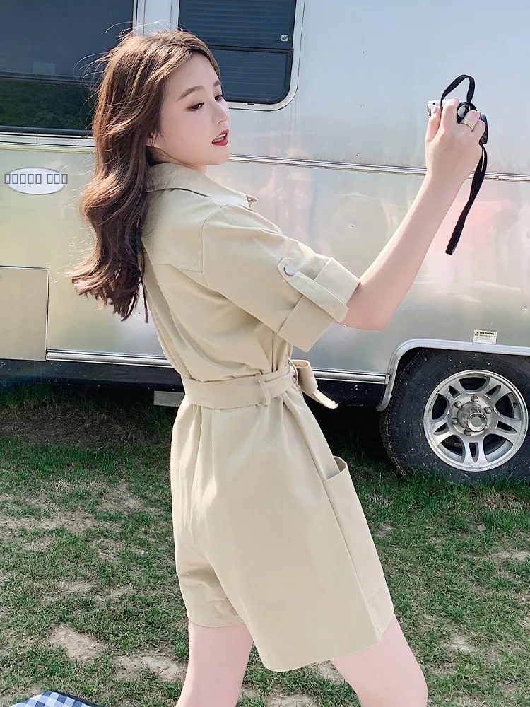 จั๊มสูทขายาวทรงตรงสำหรับผู้หญิง ผ้าบางหรือบางเฉียบ สไตล์ลำลอง เอวสูง แบบเกาหลี เหมาะสำหรับใส่ไปทำงาน สีพื้นเรียบง่าย