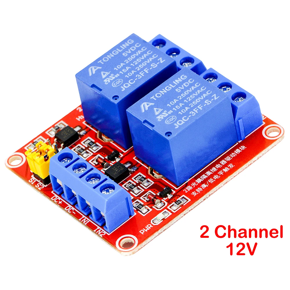 Placa de Módulo de Relé Escudo com Isolamento Optoacoplador, Suporte Alto e Baixo Nível Gatilho, Arduino, 2 Canais, 5V, 12V, 24V