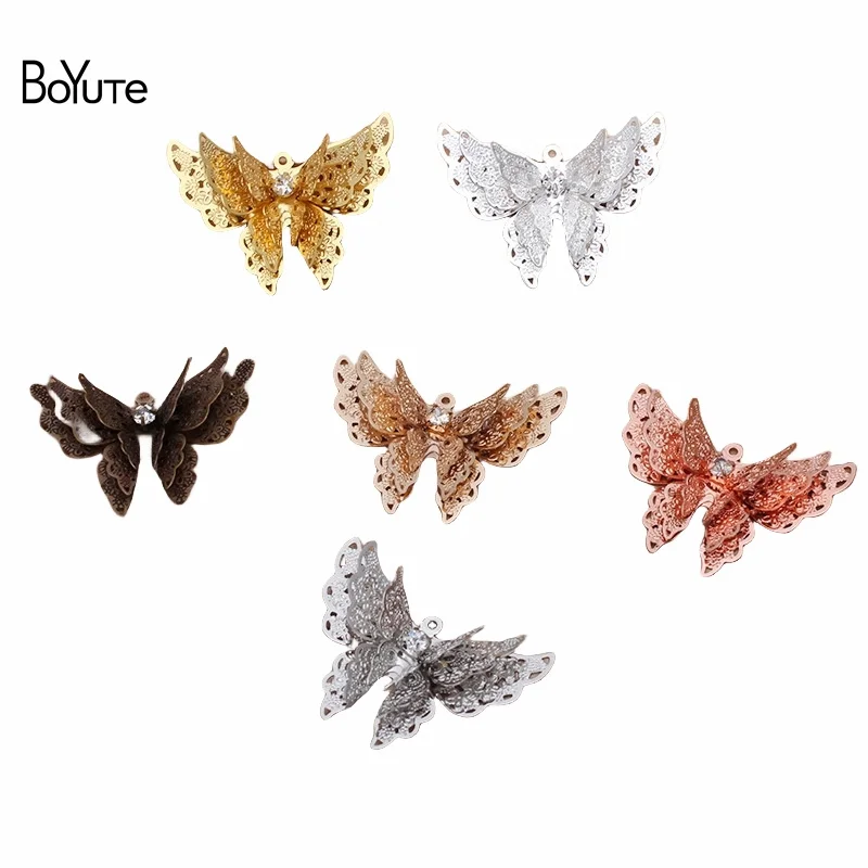 

BoYuTe (10 Pieces/Lot) 25*35MM Brass Filigree Butterfly Pendant Materials Diy Jewelry Accessories Thick Style