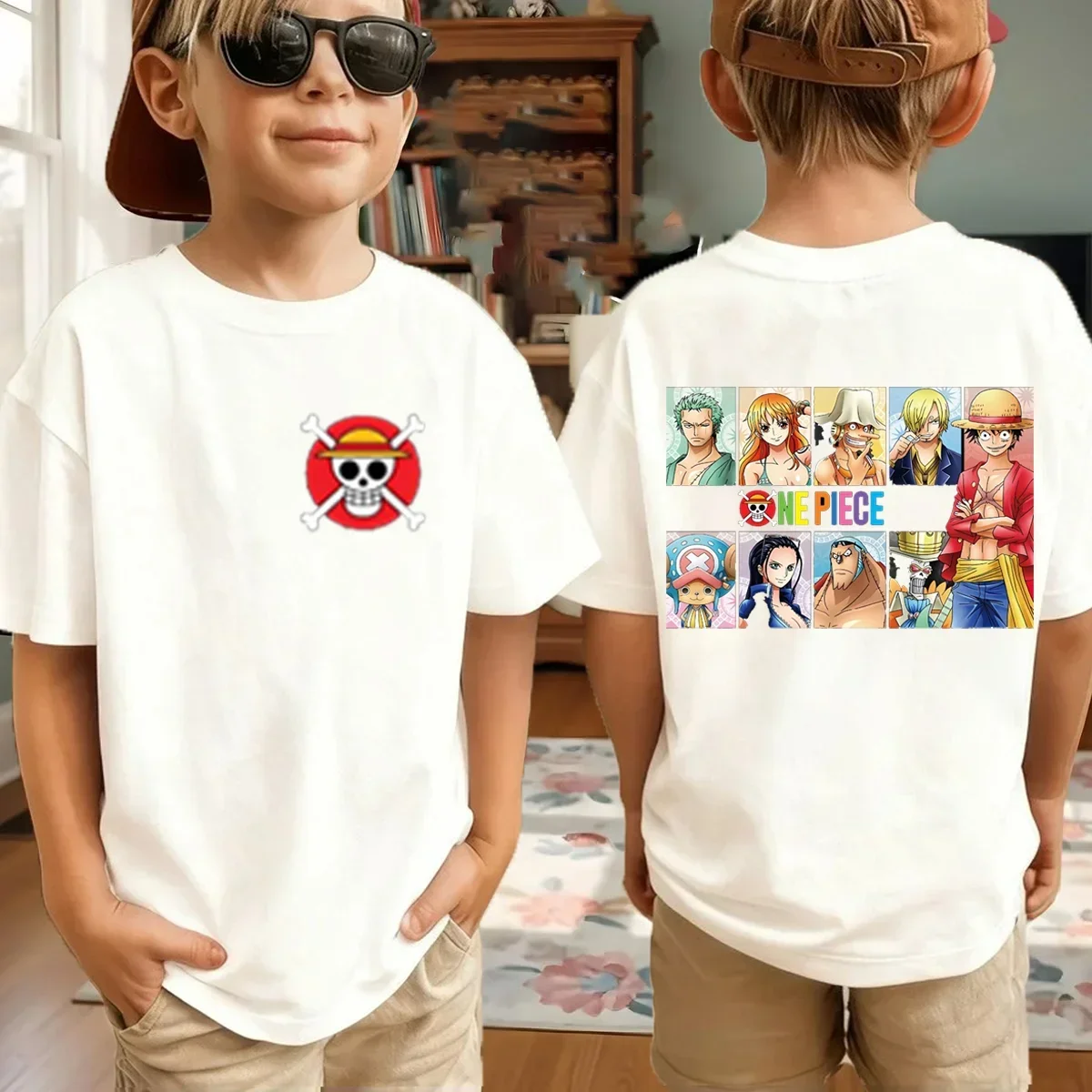 One Piece Japanese Anime Printed Men's T-Shirt Roronoa Zoro Boy Children's Harajuku Short Sleeve Kids Luffy T-shirt Clothing