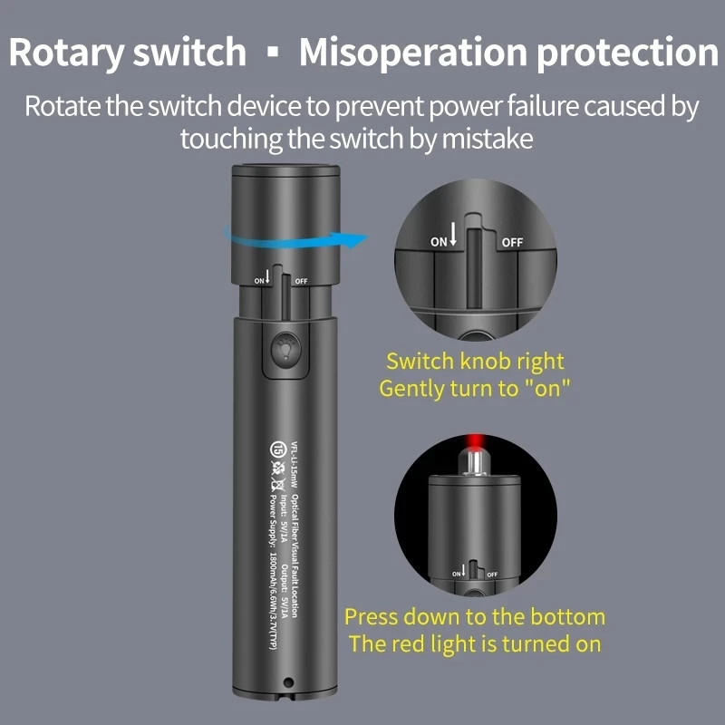 Fiber Optical Red Light Pen Testers15/20/30/50MW Visual Fault Locator, Fiber Optic Cable Tester VFL LED Light