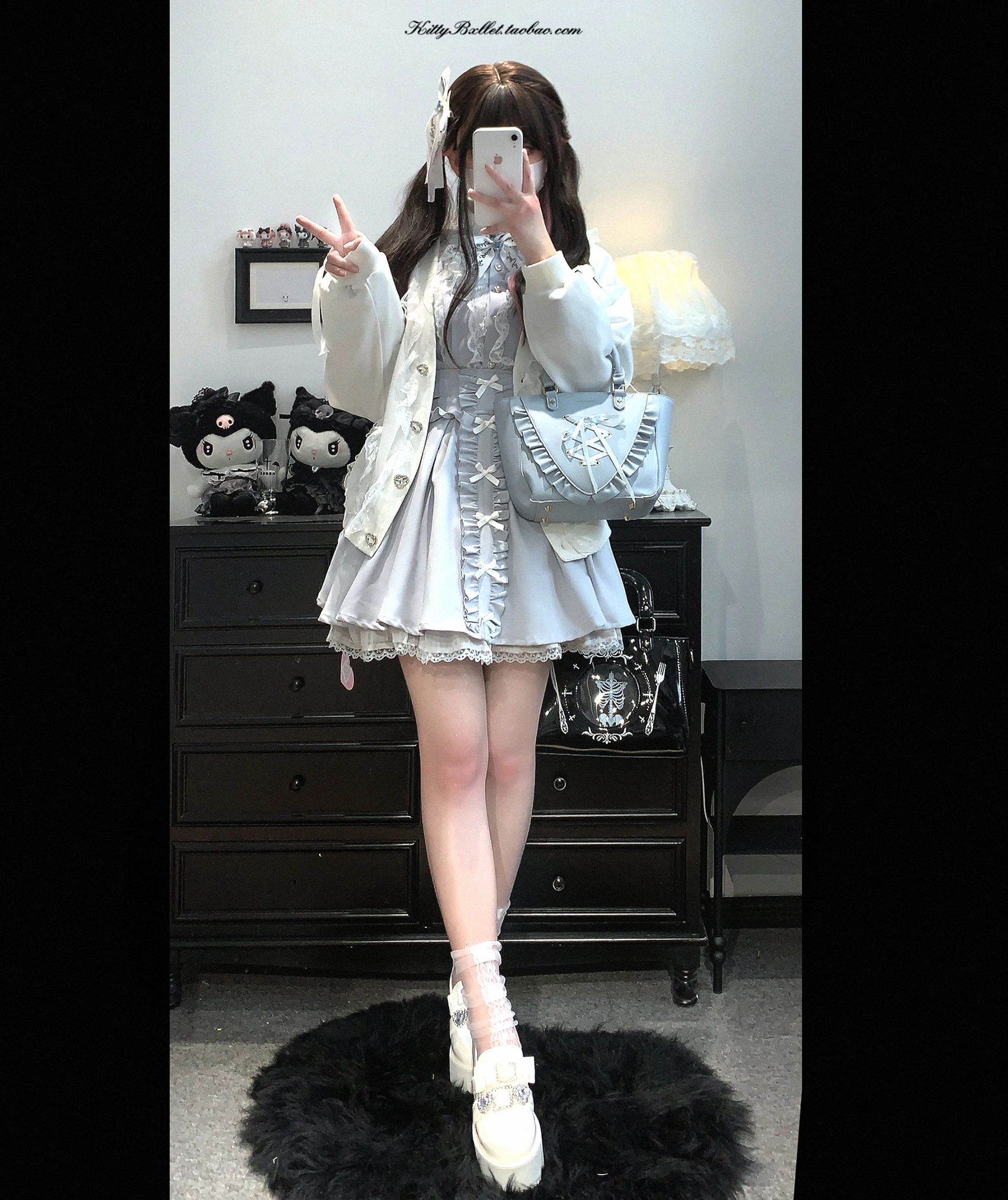 

Весенне-летняя новая женская милая свободная рубашка Лолиты с длинными рукавами для девочек, оригинальная японская юбка с кружевным ремешком и бантом