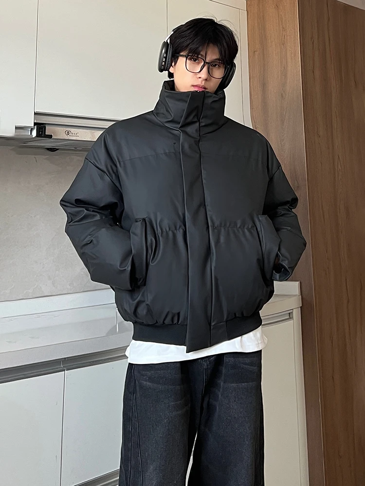 

Мужская зимняя куртка из искусственной кожи Bla PU Leather, теплая, с воротником-стойкой, в американском стиле Cleanfit, утепленная хлопком