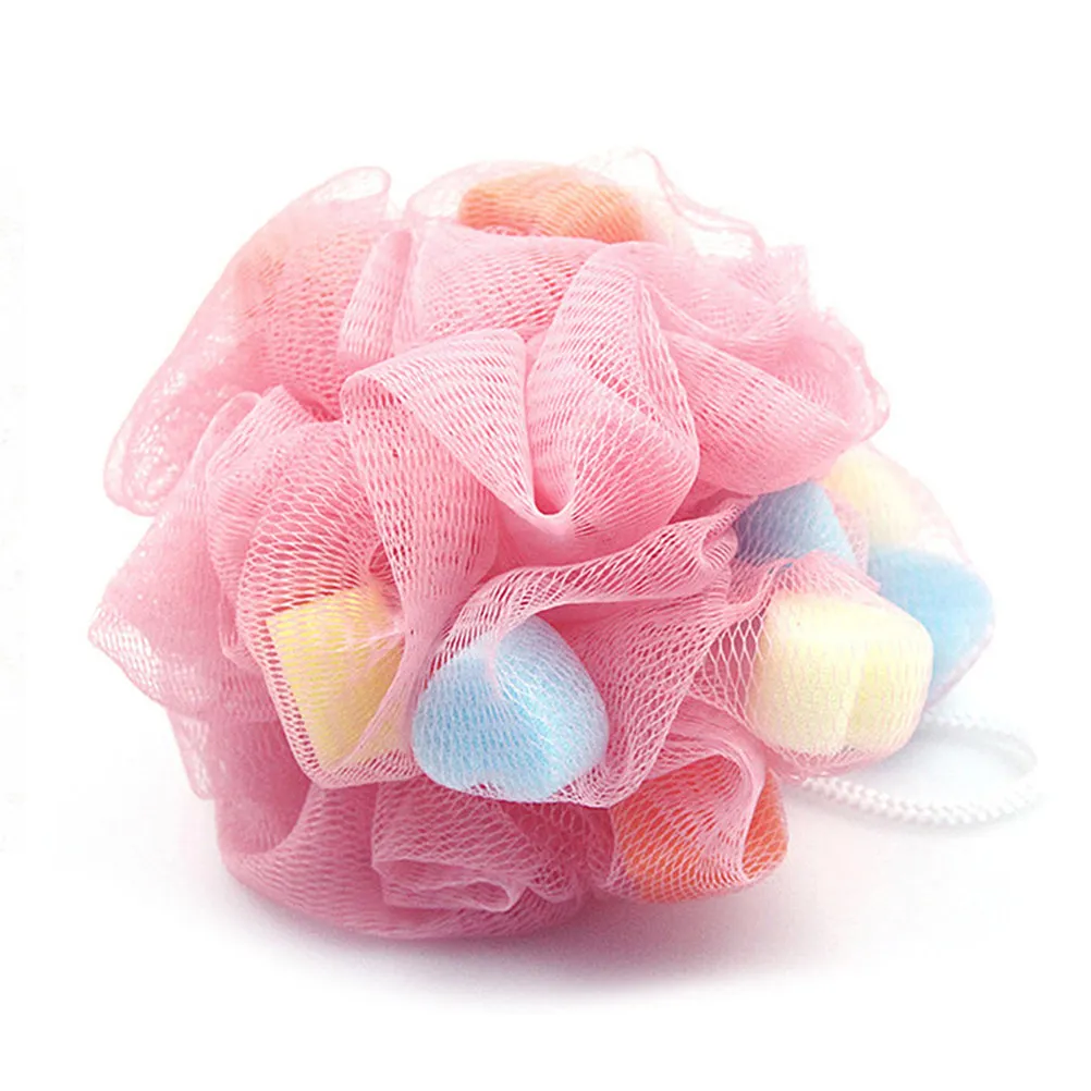 

4Pcs Colorful Heart Shaped Bath Sponges Mesh Surface Extra Bubbles Soft Skin Safe for Adults Wall Mountable Space