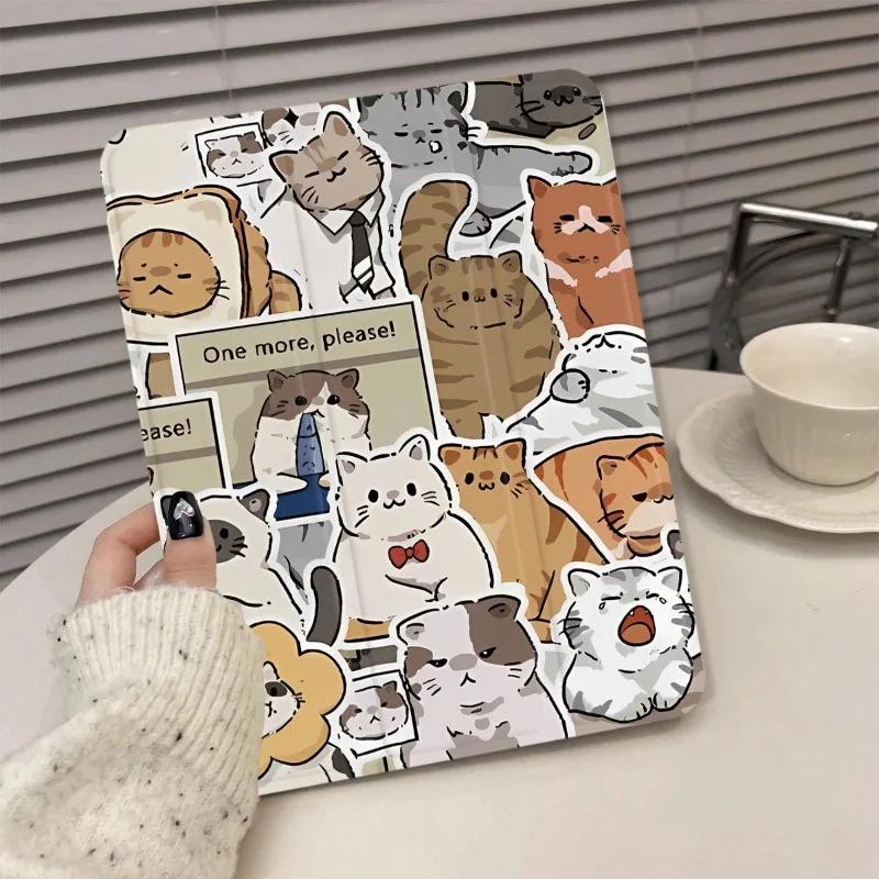 

Умный чехол Collage Cat с держателем для карандашей для iPad 10.2 7/8/9 поколения 2021 года, чехол 10-го поколения 2022 Чехол для iPad Mini 6 2021