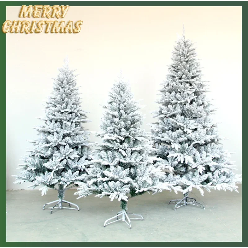 PE+PVC Christmas Tree Encrypted Snowy Christmas Tree White Flocking Spray Snow Artificial Tree Holiday Decorations 1.2-2.4M