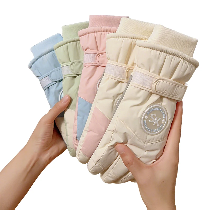 

Зимние лыжные перчатки для катания на лыжах на открытом воздухе, перчатки с сенсорным экраном, утолщенные бархатные теплые перчатки, ветрозащитные велосипедные мотоциклетные варежки