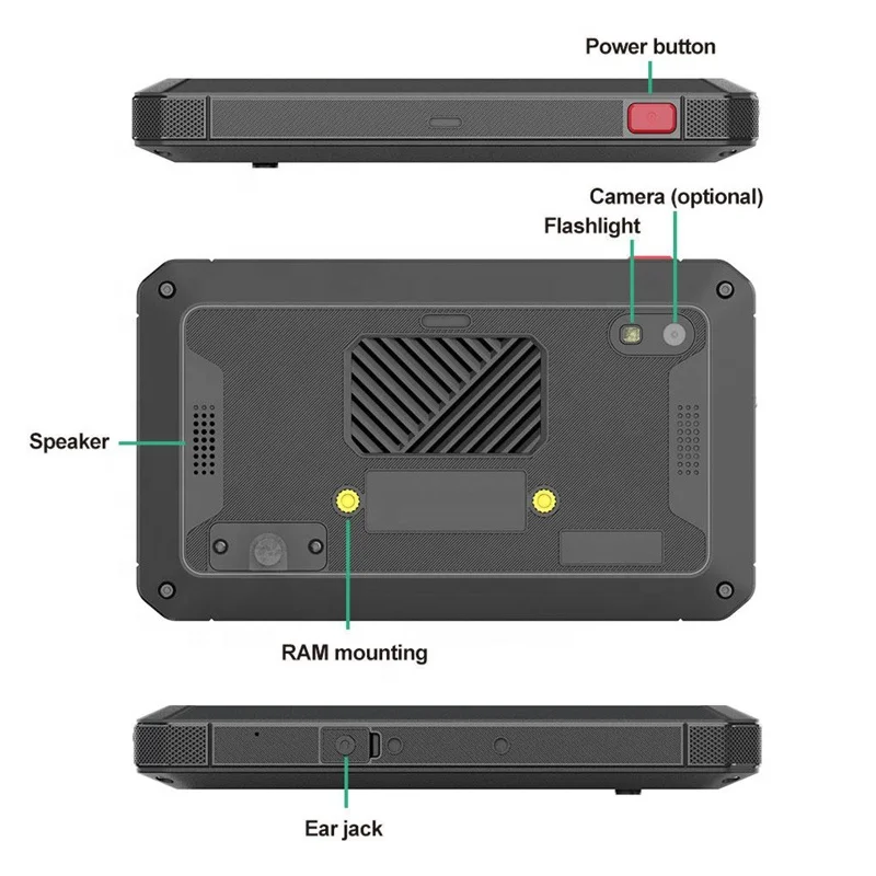 VT-5 مركبة أندرويد الكمبيوتر اللوحي 5 بوصة شاشة GNSS WIFI GSM 4G شبكة GPS اختياري CANbus J1939 Obd-II RJ45 Qualcomm جديد