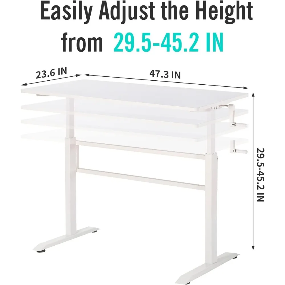 Manual Standing Desk Adjustable Height Heavy Duty Game Desk, Crank Adjustable Desk, Adjustable Computer Desk, Manual Stand