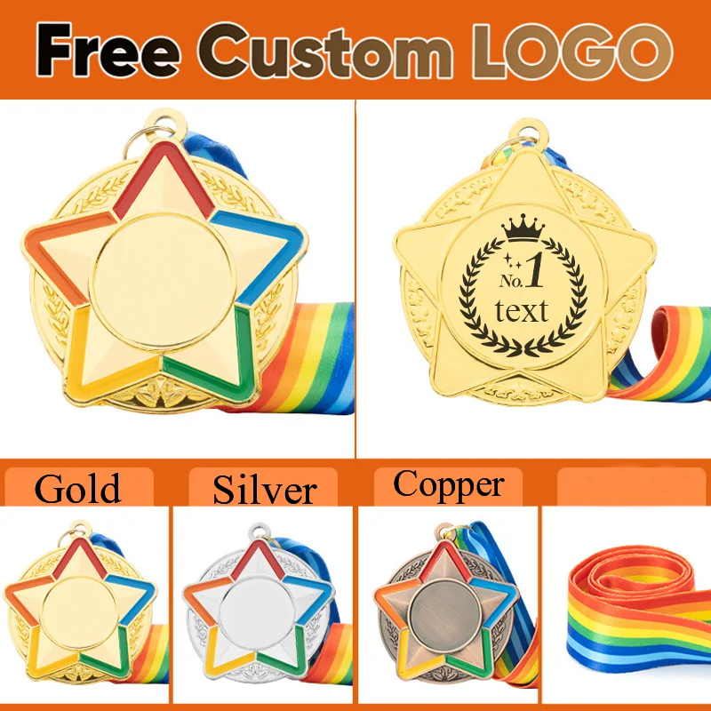 

Металлические наградные медали (золото, серебро, бронза) 7 см для победителей: призы для спортивных соревнований, академических достижений, соревнований по чирлидингу