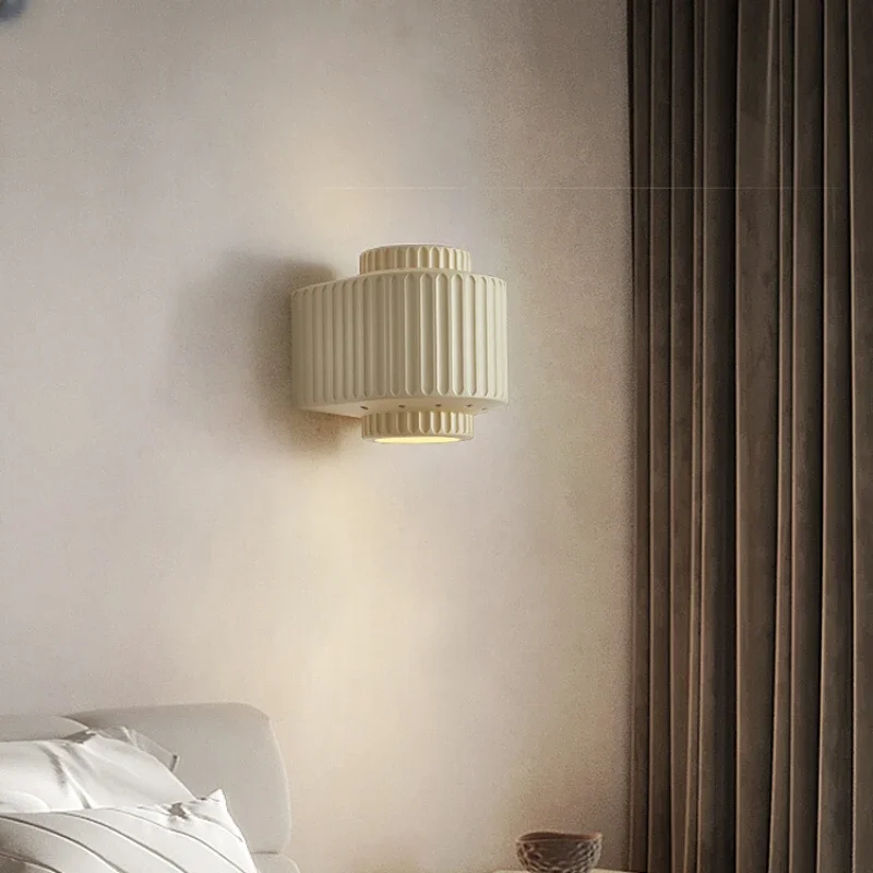 Minimalist bedside lamp, bedroom, cream style lighting fixture, living room, corridor, background wall lighting decoration