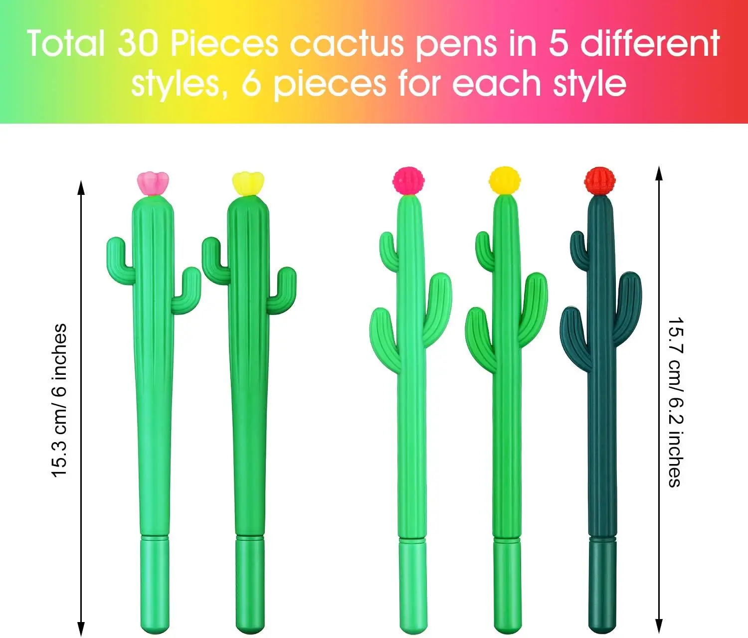 48 Pcs Cactus Gel Pens Bulk Rollerball Neutral Pens Black Gel Ink Kawaii Writing Tools Students Teachers School Supplies