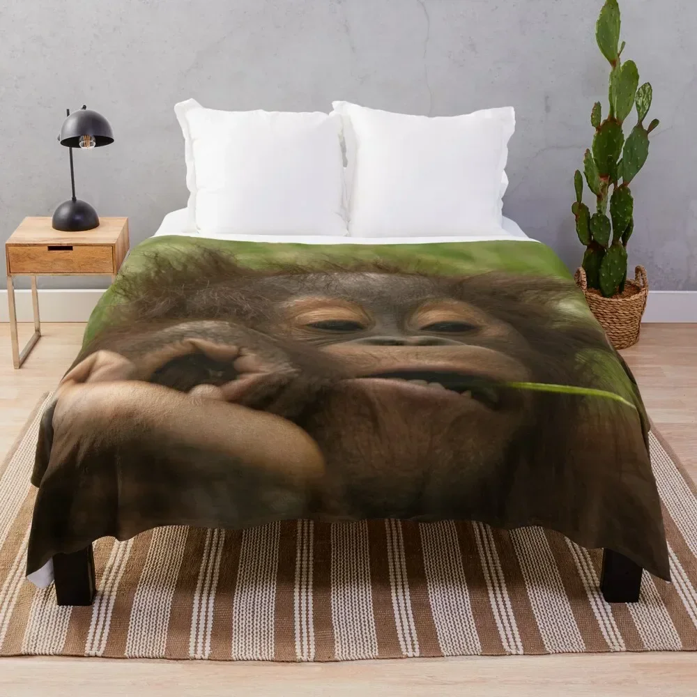 Orangutan Baby Throw Blanket Nap Furry Blankets