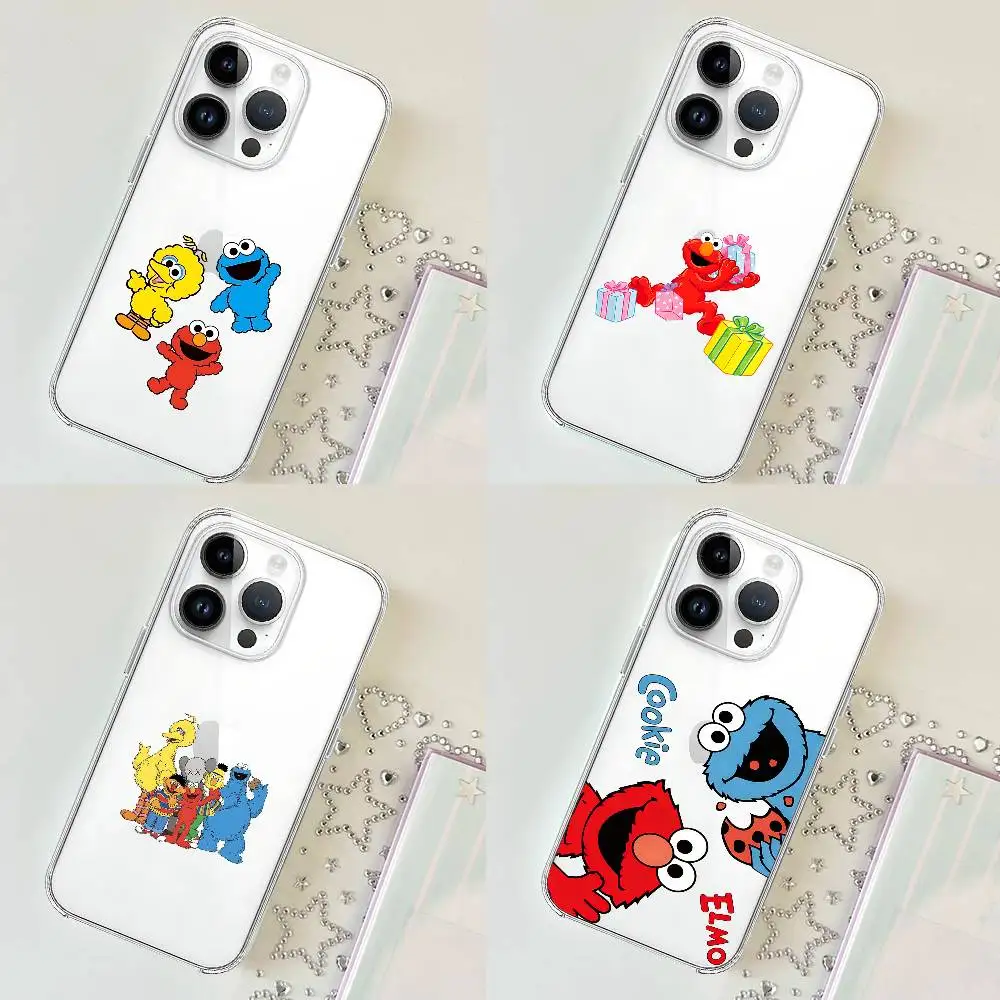 Fuuny E-ELMOS Cartoon Big Bird Phone Case Soft Transparent Case For IPhone 17 16 15 14 13 12 11 Pro Max Mini Plus Cover Case