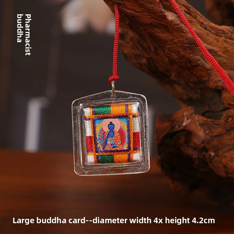 Nepal Large Five Color Thread Buddha Pendant White Umbrella Goddess Tara Guanyin Statue Amulet Necklace