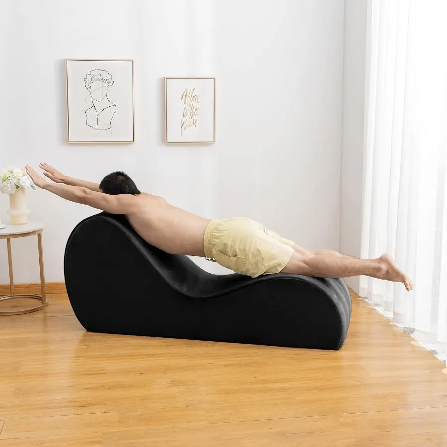 Krzesło do jogi, leżanka do jogi, aksamitne krzesło do rozciągania i relaksu z bocznymi kieszeniami, antypoślizgowym dnem i odpinanym pokrowcem.