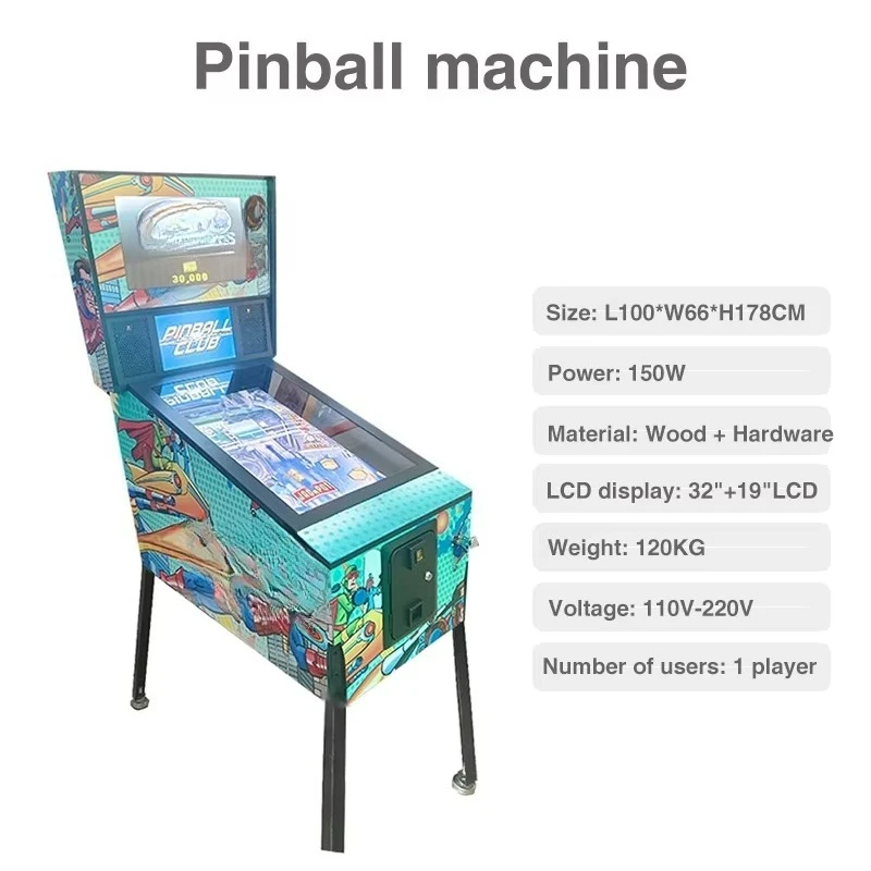 Virtual 4K Mini Vintage Pinball Arcade Machine Retro 6-Ball with Metal Parts 6-Ball Mini Virtual Pinball Machine Customized view 6