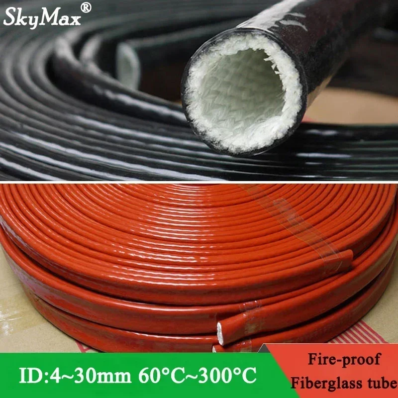 

High Temperature Resistant Fiberglass Tube Silicone Resin Coated Glass Fiber Braided Fireproof Sleeve Fire Retardant Casing Pipe