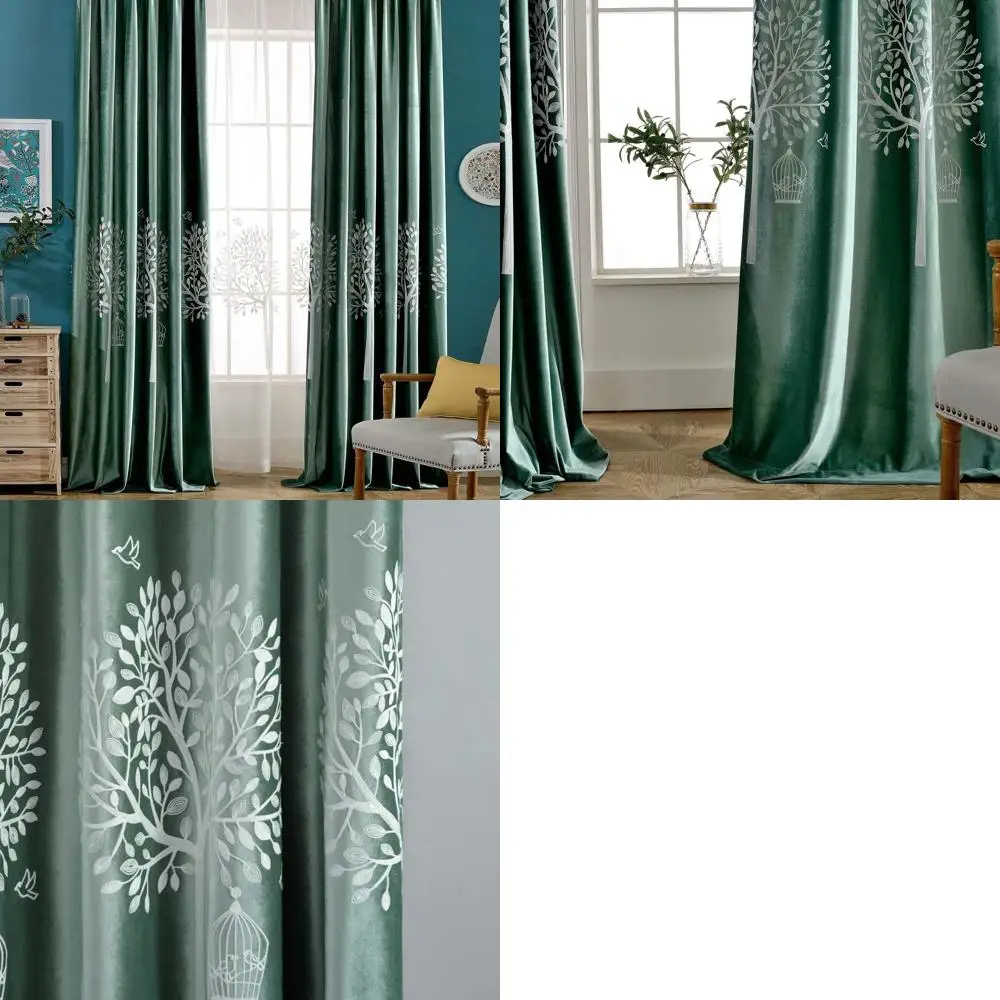 

84 длинных светонепроницаемых штор с рисунком деревьев, шумопоглощающие, затемняющие комнату, на люверсах, 2 штуки в упаковке, Ш52 x Д84