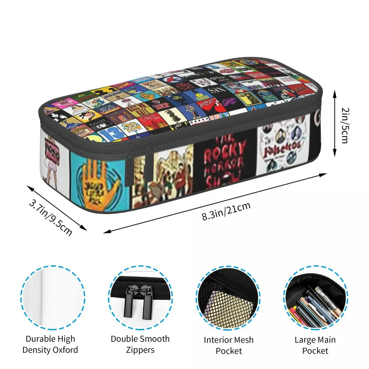 Broadway Musical Theatre Logos - Hand Drawn Pencil Cases Big Capacity Pen Bags Pen Box Pencil Pouch For Boys Girls Students