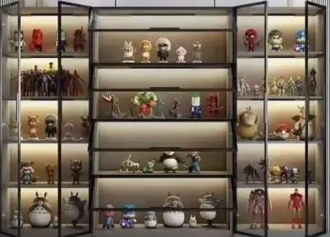 whole wall dust-proof figurine display cabinet，Customized white bookshelf with glass door