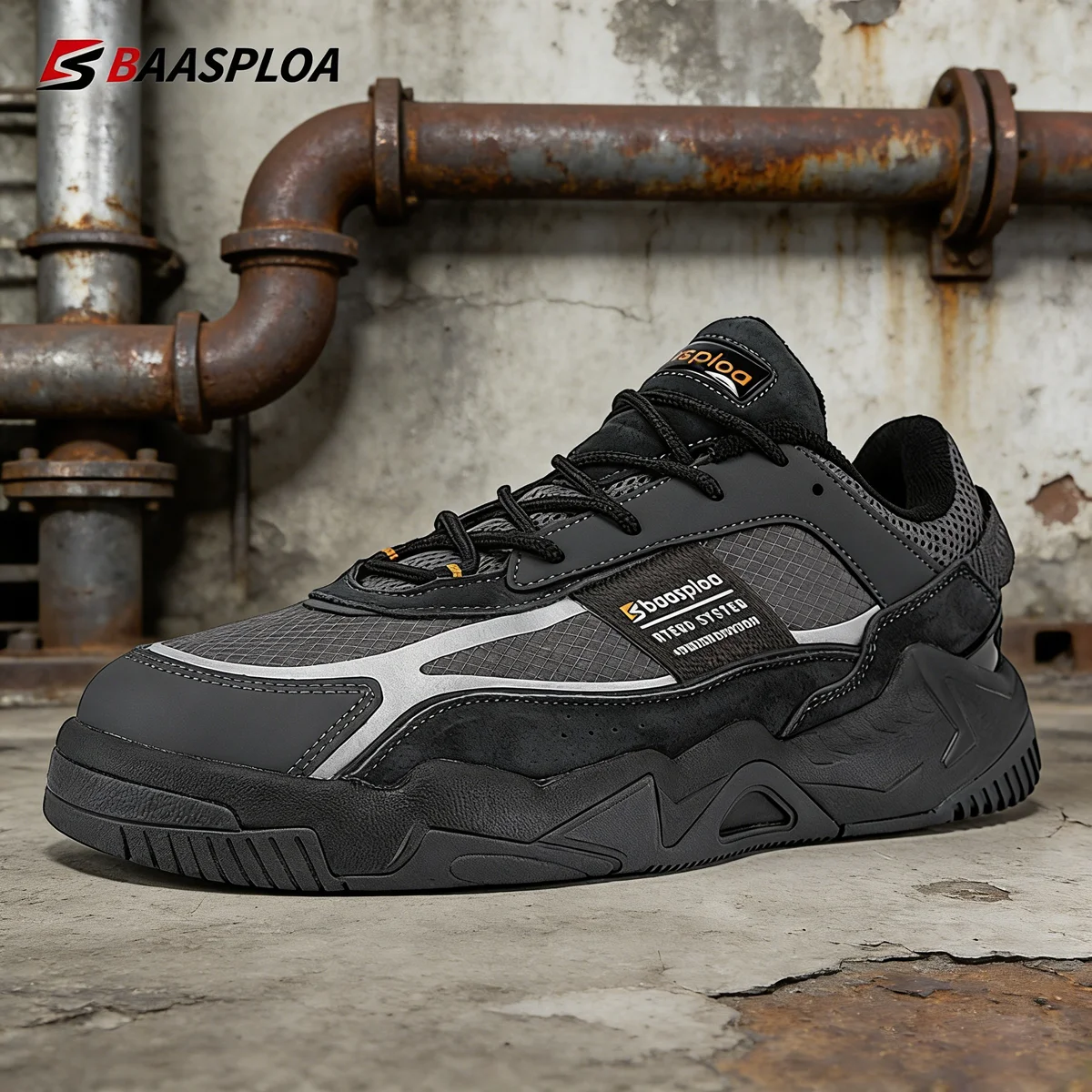 

Baasploa Men Walking Sneakers New Fashion Leather Waterproof Comfortable Shoes Male Casual Non-Slip Wear-Resistant Tenis Sh
